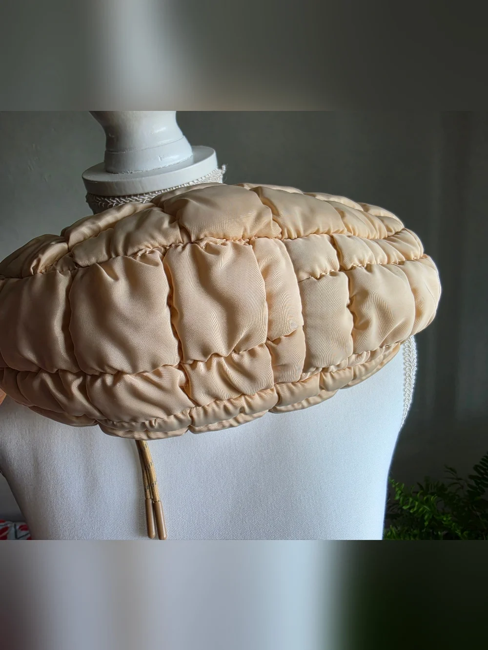 Urban Expressions Small Nylon Quilted Crescent Hobo - Cream - Picture 5 of 12